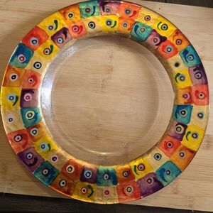 Berkeley Designs Abstraction NWOT Circles Candle Plate Hand Painted Metallic